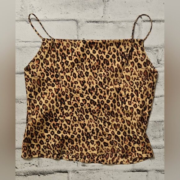 Zara Leopard Print Satin Cowl Neck Camisole Top Women’s Medium - Picture 4 of 8